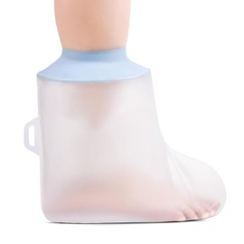 ExcellaElite Waterproof Foot Cover for Shower,Waterproof Leg Cover for Shower Boot Reusable Suitable for Adult Foot Ankle or Bandage (Blue)