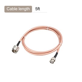 Rebower RG142 Coaxial Cables BNC Male to N Male, [for Video Signal Transmission] - 5Feet / 50 Ohm/Gold Tone / 1Pcs