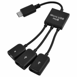 Unbranded/Generic 3 in1 Male to Female Micro USB 2.0 Power Charging Host OTG Hub Cable Adapter