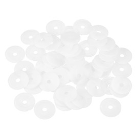 sourcing map 55Pcs M5 Nylon Flat Washers Plain Washer 5mm ID 15mm OD 1mm Thick Plastic Spacers for Screws Bolts Garden Faucet Plumbing Repair, White