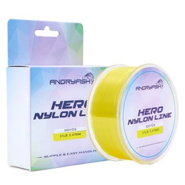 ANGRYFISH Nylon Fishing Line 300M-Monofilament Fishing Line-Super Abrasion Resistance-Excellent Elasticity-Low Visibility-Three Colors to Choose From(Yellow，19LB/0.37MM-300YDS)