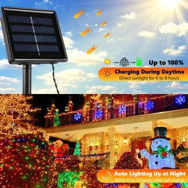 Joomer Solar Christmas Lights, 2 Pack Total 144 FT 400 LED 8 Modes Waterproof Solar String Lights Outdoor Auto ON/Off for Patio, Tree, Garden, Christmas Decorations (Multicolor)