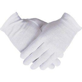 100% Cotton Gloves, 6 Pairs White Cotton Gloves for Women Dry Hands Eczema SPA Moisturizing - Work Glove for Serving Archival Coin Jewelry Inspection