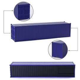 3pcs HO Scale Undecorated 40' (ft) Shipping Containers 1:87 Deep Bule Ribbed Side Container C8740DB