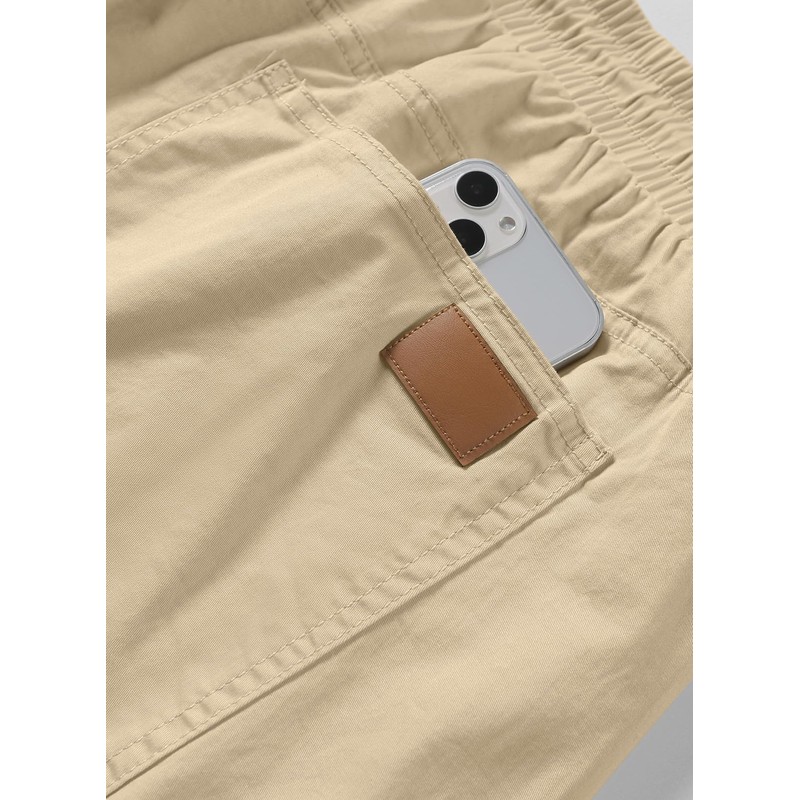 Jmierr Men's Summer Chino Shorts, Cotton, Elastic Waist, with Pockets,