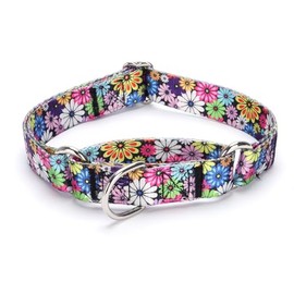 haoyueer Martingale Dog Collars - Flower Multicolor Cute Patterns, Adjustable Nylon Training Dog Collar Suitable for Boy and Girl Dogs Medium Large Dogs (L, White4)