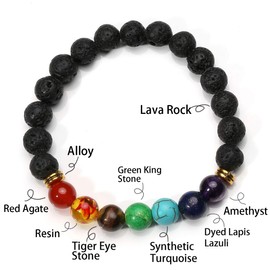 Eigso 8 Pcs 7 Chakra Bracelet Set for Women Men Lucky Lava Rock Stone Meditation Beads Yoga Bracelet