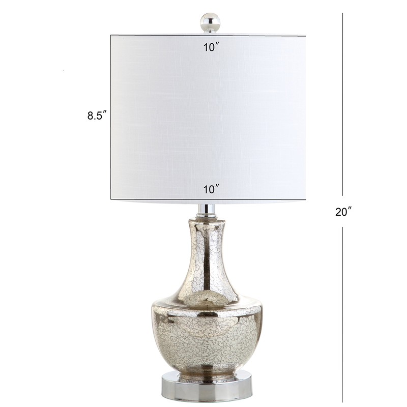 JONATHAN Y JYL1029B Colette 20" Mini Glass Table Lamp, Silver,