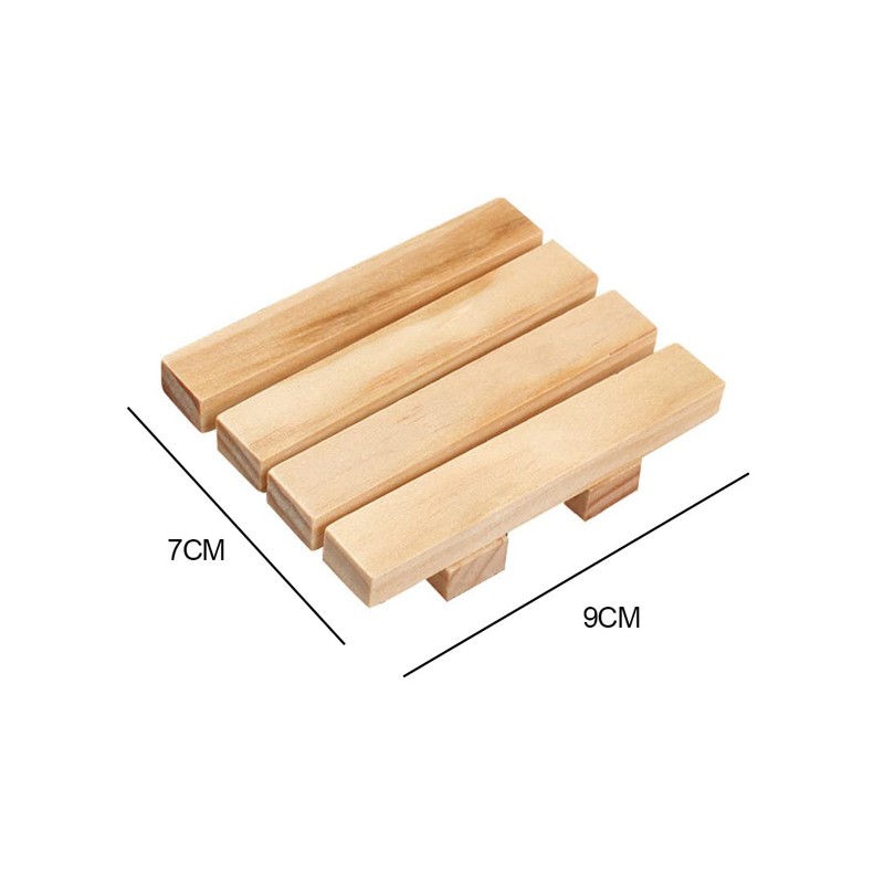 Pack of 2 Natural Wooden Bamboo Soap Dish Wooden Shower