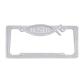 CLA Jesus Christian Fish Metal License Plate Frame - Chrome