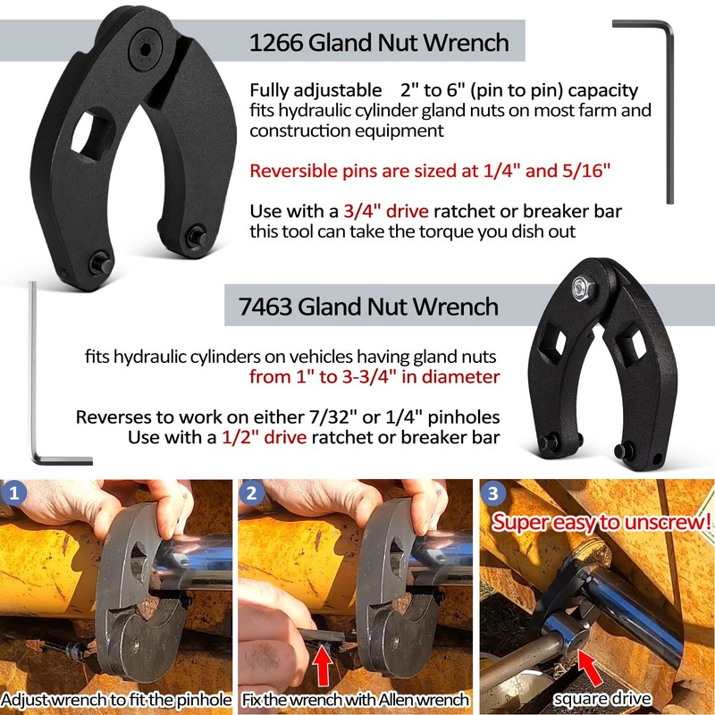 17 Pcs Hydraulic Cylinder Repair Tool Kit for Skid Steers,