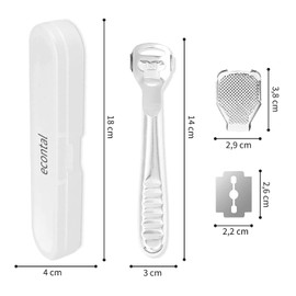 Econtal Callus remover, callus rasp foot, callus scraper for foot care, foot planer with stainless steel handle, 10 blades and box