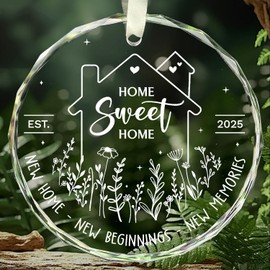 New Home Ornament 2025 - House Warming Gifts New Home, Housewarming Gifts for New House Couples, Best New House Gift Ideas - First Home Gift for New Homeowners Men Women - Glass Ornament Decor