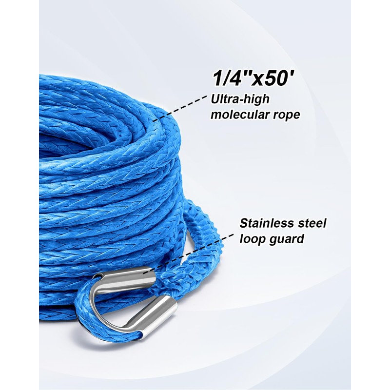 Kolvoii Winch Rope Extension 1/4 Inch x 50 Ft 10,000
