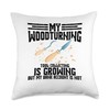 Woodturner Smocks for Men Chisel Set Kit Woodturning Throw Pillow