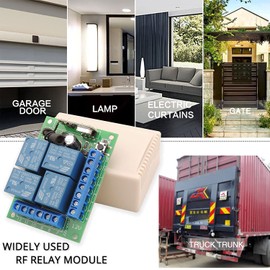 DieseRC DC 12V Wireless Relay Remote Control Switch 433MHz RF 4 Channels Relay Receiver Board with 2 Transmitters for Truck Trunk Motor Garage Door Electric Lock, 3 Operating Modes