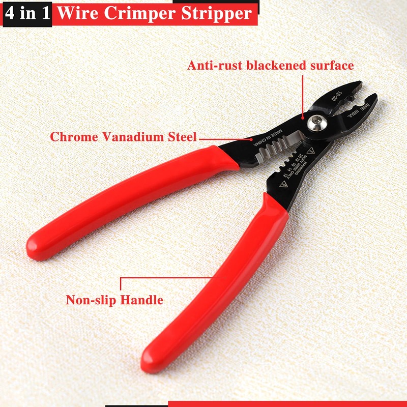 LEONTOOL 4-in-1 Multi Purpose Electricians Pliers with Wire Cutter, Crimper,
