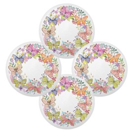 Blueangle Beautiful Flower Butterfly Round Placemats Set of 4, Kitchen Dining Table Mother's Day Decoration