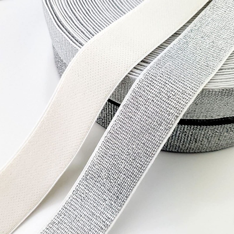 Suncoolla 5M Gold Silver Glitter Elastic Band (Silver, 30mm)