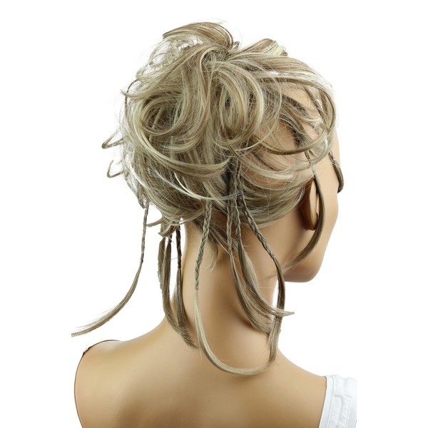 CAISHA by PRETTYSHOP XXL Scrunchie Messy Bun Hairpiece Braided Updo Slightly Wavy Voluminous Dark Blond Mix G25D
