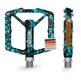 SHREDR. Shine Pedals for MTB, High-Quality Flat Pedals for Mountain Bike, with Reflectors (StVZO Compliant), Special Edition, Unique (Blue/Black, M)
