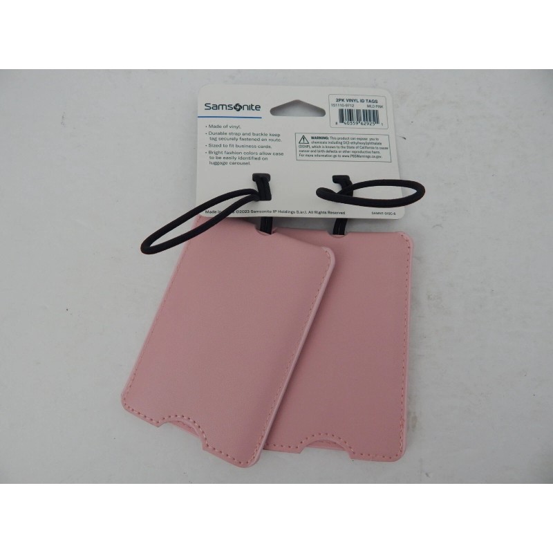 Samsonite Luggage Vinyl Tags 2 Pack Mild Pink New