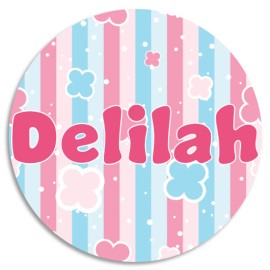 Kiwi Gifts Delilah - 3 Pack Circle Stickers 3 Inch - Name Tag Water Bottle School Supplies