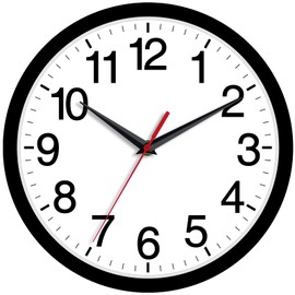 Rohioue Wall Clock, Modern 10 Inch Battery Operated Wall Clocks Easy to Read, Silent Non Ticking Small Analog Clock, for Bedroom, Kitchen, Bathroom, Office, Home, Living Room (Black)