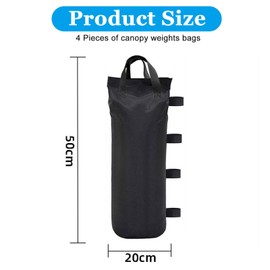4Pack Gazebo Weights Sand Bags Tent Sandbags, Industrial Grade 600D Weights for Gazebo Legs, Sand Bags for Any Pop Up Tents Canopy Outdoor Patio, Black