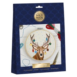 Sew & So On Embroidery Craft Sewing Kit, Christmas Stag Includes All Craft Accessories Needed Ideal DIY Adult and Older Kids Craft Kits, Makes A Great Craft Art Gift, Use for Christmas Home Decor