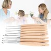 Ergonomic Wood Handle Crochet Hooks Set with 8 Sizes, Portable