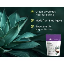 Kate Naturals Inulin Powder Organic from Blue Agave (8oz) Soluble Prebiotic Fiber for Coffee, Yogurt & Smoothies