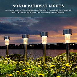SOLPEX 16 Pack Solar Outdoor Lights Pathway, Stainless Steel Solar Lights Outdoor Waterproof,LED Landscape Lighting Solar Walkway Lights for Landscape/Patio/Lawn/Yard/Driveway-Warm White