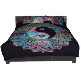 Exclusive Duvet Cover Ying Yang Tie Dye Mandala Doona Cover Indian Cotton Quilt Cover Urban Duvet Blanket Cover Throw Queen Size Bedspread