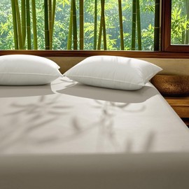 David's Home Cooling Fitted Sheet Twin Size, 100% Rayon Derived from Bamboo, 16" Deep Pocket 2.5cm Wider Elastic, Luxury Smooth Silky Soft Breathable Bottom Sheet for Hot Sleeper, Light Taqpe