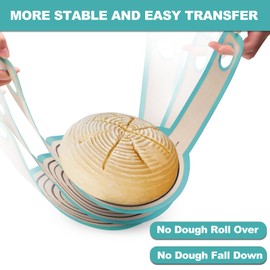 Silicone Bread Sling Oval and Round - Non-Stick & Easy Clean Reusable Oval Silicone Baking Mat for dutch oven. With Long Handles Sourdough Bread Baking mat tools supplier Liner (Aqua Sky)