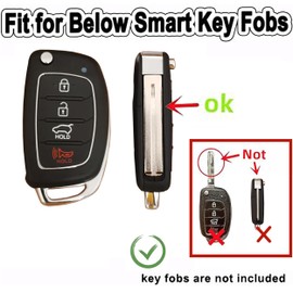 TAPAYICA for Hyundai Key Fob Cover Folding Key Fob Shell with Keychain Fit for Hyundai Santa Fe Sport Sonata Tucson (White-A)