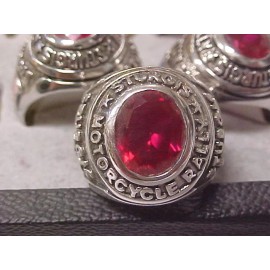 NEW 2004 Sturgis Motorcycle Rally Silver Ring Size 8 Red Stone
