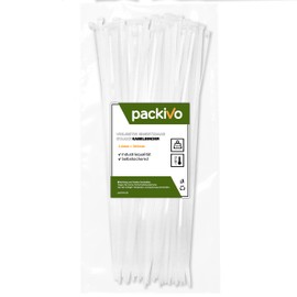 PACKIVO Professional Cable Ties 3.6 x 300 mm, Pack of 100 White Cable Ties, Industrial Quality, Tensile Strength up to 18 kg, Super Durable Cable Management, Industrial, Workshops, Garden, Attachment