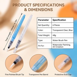 6 Pcs Refillable Watercolor Brush Pens