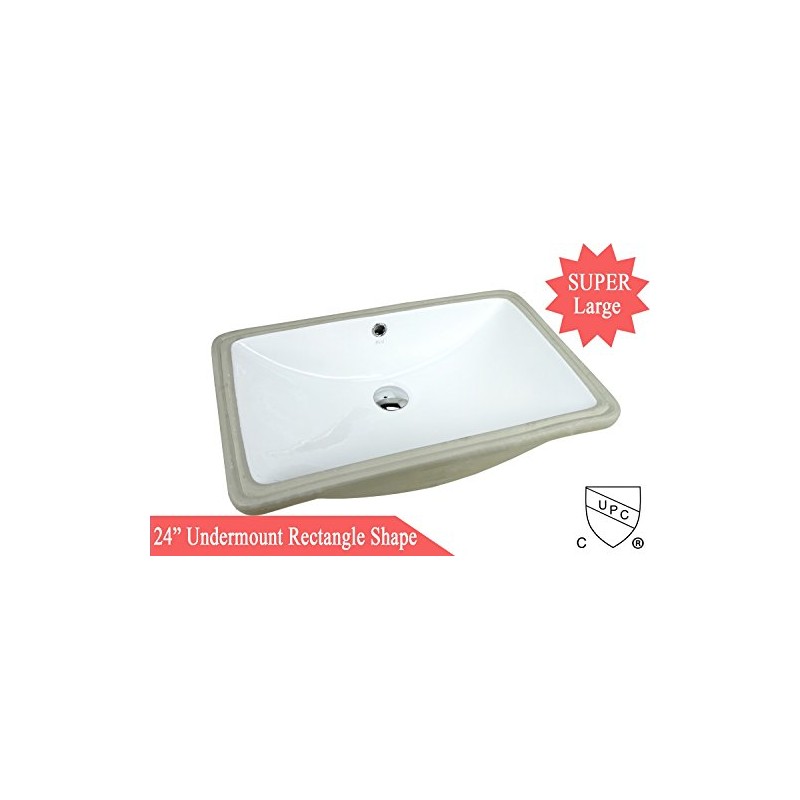 KINGSMAN 24 Inch Rectrangle Undermount Vitreous Ceramic Lavatory Vanity Bathroom