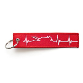 RENEGADE Motorcycle Fabric Keyring with Key Ring Embroidered & Scratch Resistant (130 x 30 mm, Red, White) Ideal for Your Motorcycle (Heartbeat Red), red