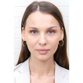 Hoops & Loops - Sterling Silver 30mm Twisted Click Top Hoop Earrings in Yellow Gold Flash Plated