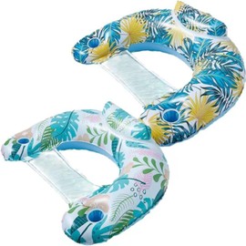 2 Pack Inflatable Pool Float Chair Adult, Pool Chairs with Cup Holders Backrest, Portable Lounge Floaties for Swimming Pool Summer Toy Floaties Beach Party Floaty for Adult