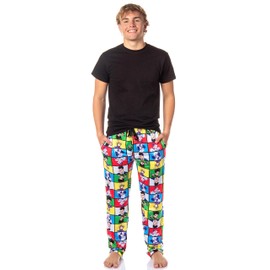 Hunter X Hunter Men's Gon Killua Kurapika Leorio Hisoka Character Grid Adult Lounge Bottoms Pajama Pants (X-Large)