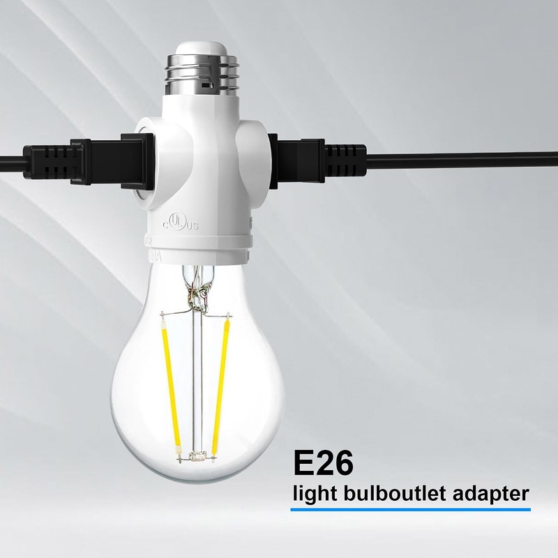 2 Outlet Light Socket to Plug Adapter, Electrical Screw in
