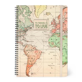 Legami - Ruled notebook with spiral binding - A4 format, spiral notebook maxi, contains 1 sheet of stickers, 160 removable pages, made of FSC paper, elastic band, 21 x 29 cm, theme travel