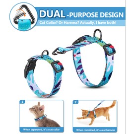 Halypet Cat Harness and Leash Set, Escape Proof [3 in 1 Adjustable & Lightweight] Cat Harness, Safe Kitten Harness for Large Cats Soft Comfortable, Easy to Wear, Walking Outdoor Travel, Medium