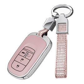 ontto 4 buttons PC Car Key fob Cover compatible with Honda Civic Accord Sport SI EX EX-L Touring CR-V XR-V 2022 2023 2024 Smart Key case Shell keyring Key holder keychian accessories Pink B
