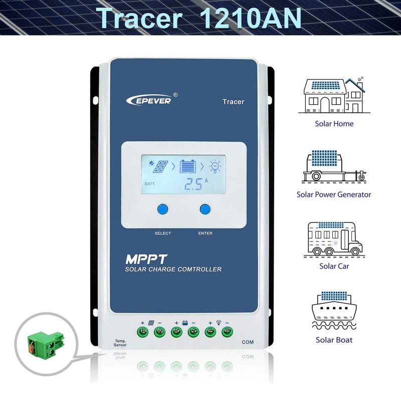 EPEVER 10A MPPT Solar Charge Controller 130W/12V, 260W/24V, Common Negative